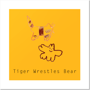 Tiger Wrestles Bear Posters and Art